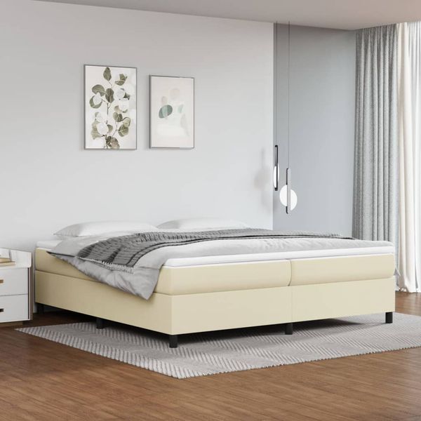 vidaXL Posteľný rám s boxspringom krémový 200x200 cm umelá koža