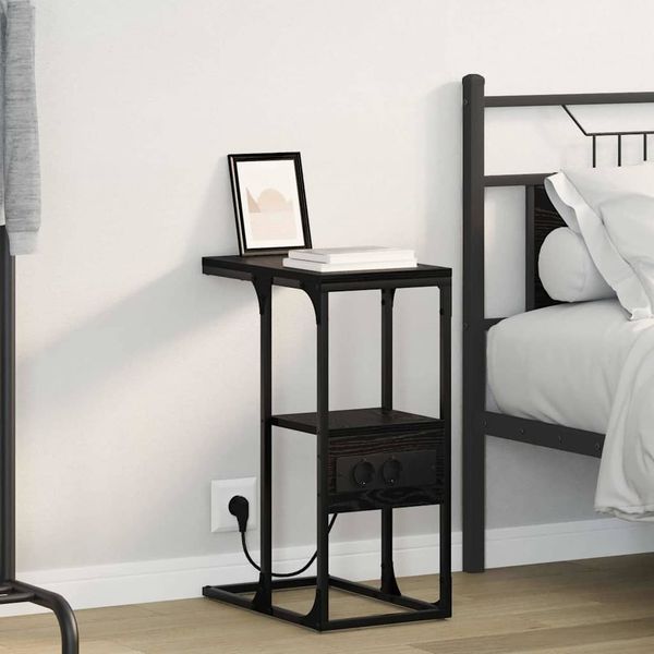 vidaXL Nočný stolík Čierny dub 41,5 x 26 x 60,5 cm Kompozitné drevo