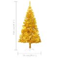 vidaXL Osvetlený umelý vianočný stromček s guľami, zlatý 150 cm, PET