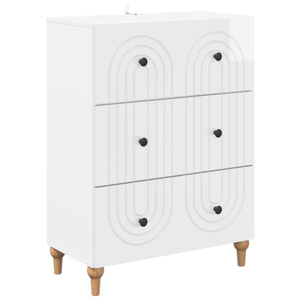 vidaXL Zásuvkový kabinet Biela s vysokým leskom 66 x 34,5 x 90 cm