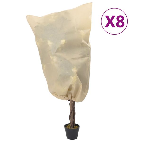vidaXL Flísové kryty na rastliny so šnúrkou 8 ks 70 g/m² 0,8x1 m