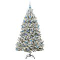 vidaXL Umelý Sklápací Vianočný Stromček 300 LED Zelená a biela 180 cm