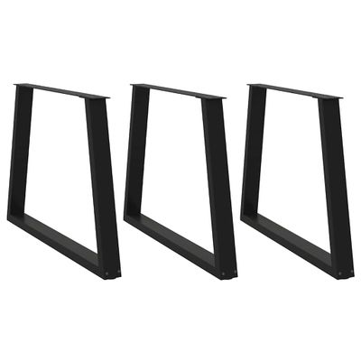 vidaXL Nohy k jedálenskému stolu v tvare V, 3 ks, čierne, 90 x (72-73,3) cm, oceľ