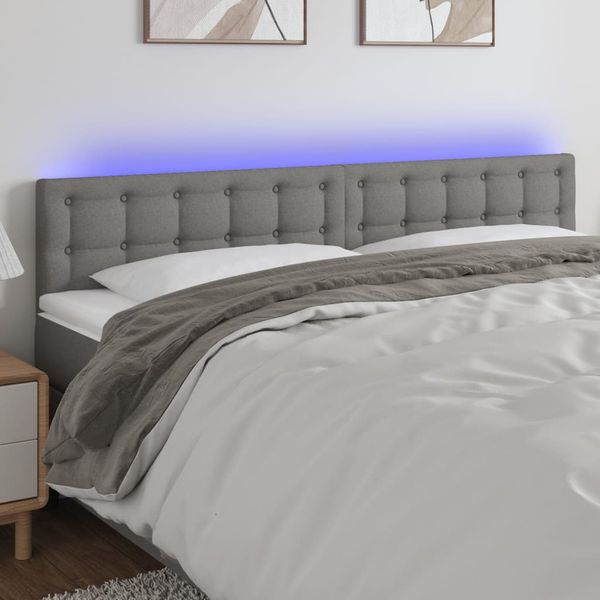 vidaXL Čelo postele s LED tmavosivé 200x5x78/88 cm látka