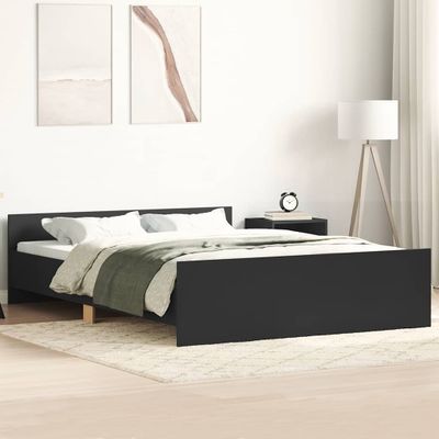 vidaXL Posteľný rám s predným a zadným čelom, čierny 140x190 cm