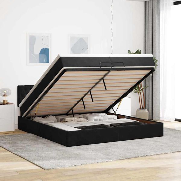 vidaXL Osmanský rám postele s matracmi čierna 200x200 cm zamat