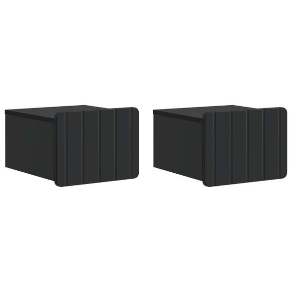 vidaXL Nástenná nočná skrinka Nástenný 2 pcs Čierna 33 x 34,5 x 24 cm