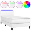 vidaXL Boxspring posteľ s matracom a LED biela 90x200 cm umelá koža