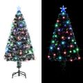 vidaXL Osvetlený vianočný stromček so stojanom a LED 120 cm, optické vlákno