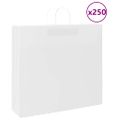 vidaXL Papierové tašky 250 ks s rúčkami, biele, 54x15x49 cm