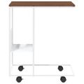 vidaXL Príručný stolík s kolieskami biely 55x36x63,5cm spracov. drevo