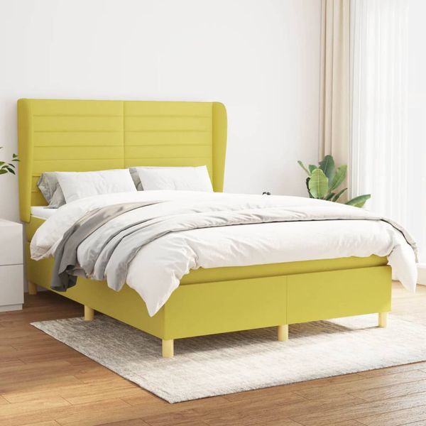 vidaXL Boxspring posteľ s matracom zelená 140x190 cm látka