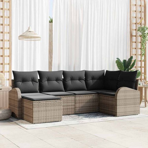 vidaXL Súprava záhradných pohoviek 6 pcs Sivá polyratan