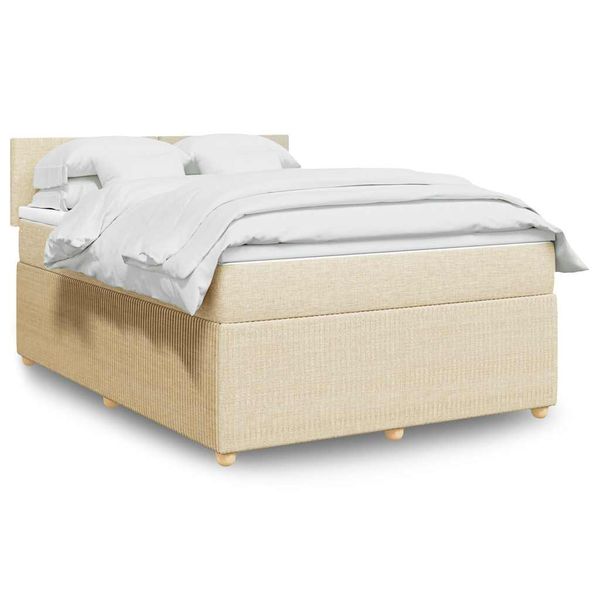 vidaXL Boxspring posteľ s matracom krémový 140x190 cm látka