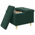vidaXL Ottoman s Úložným Priestorom Tmavozelená 60 x 60 x 45 cm Zamat