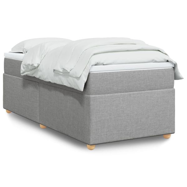 vidaXL Posteľný rám boxsping s matracom bledosivý 90x200 cm látka