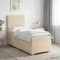 vidaXL Posteľ boxspring s matracom Krémová 90 x 190 cm Látka
