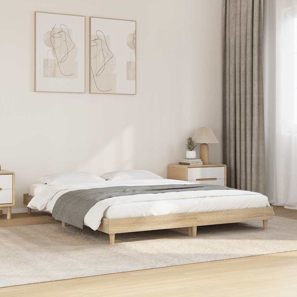 vidaXL Posteľný rám bez matraca dub sonoma 150x200 cm kompozitné drevo