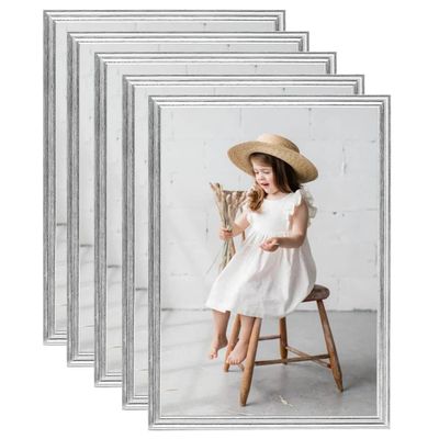 vidaXL Fotorámiky na stenu alebo stôl 5 ks strieborné 29,7x42 cm