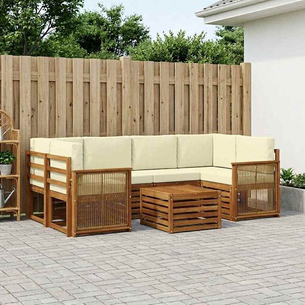 vidaXL Záhradná súprava gaučov 7 pcs Prírodná a krémová