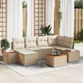 vidaXL Súprava záhradných pohoviek 7 ks 6-Počet miest Béžová a krémová