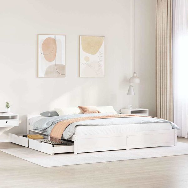 vidaXL Posteľ bez matraca biela 180x200 cm masívna borovica