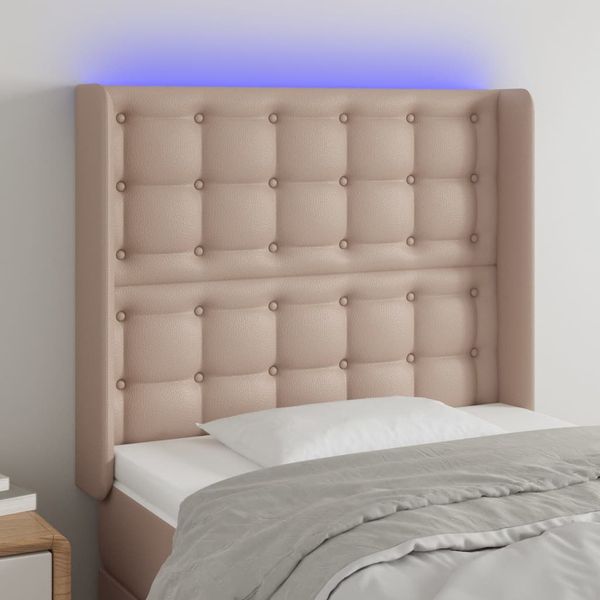 VidaXL Čelo postele kapučínové 93x16x118/128 cm umelá koža