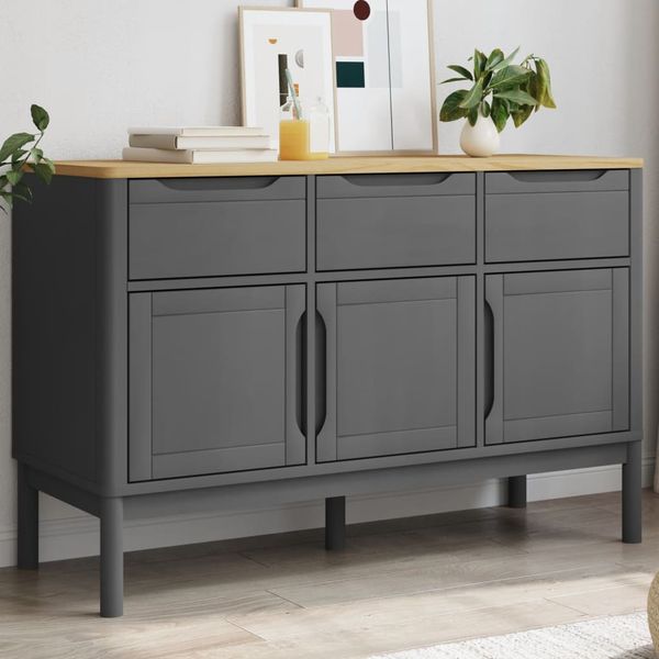 vidaXL Komoda FLORO sivá 114x43x74 cm borovicový masív
