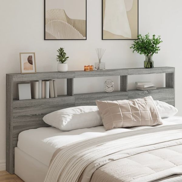 vidaXL Skrinka na čelo postele s LED sivý dub sonoma 120x17x102 cm