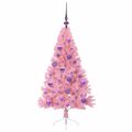vidaXL Umelý predsvietený vianočný stromček Ružová 120 cm PVC