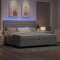 vidaXL LED box s pružinami s matracmi Svetlosivá 200 x 200 cm látka