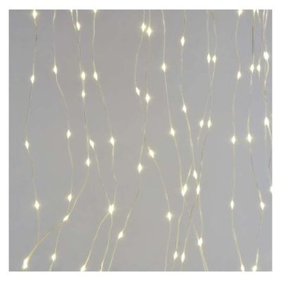 LED vianočný nano reťazec – záclona, 2,9x2 m, vonkajší aj vnútorný, teplá biela, programy