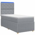 vidaXL LED boxspring posteľ s matracom Svetlosivá 100 x 200 cm Látka