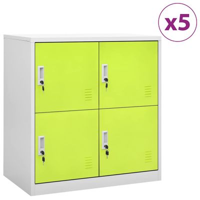 vidaXL Uzamykacie skrinky 5 ks bledosivé a zelené 90x45x92,5 cm oceľové