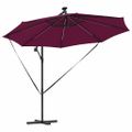 vidaXL Slnečník 294 x 294 x 248 cm Polyester a hliník Bordeaux červená