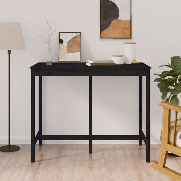 vidaXL Barový stolík čierny 140x80x110 cm borovicový masív
