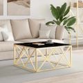 vidaXL Konferenčný stolík zlatý 80x80x40 cm nerezová oceľ a sklo