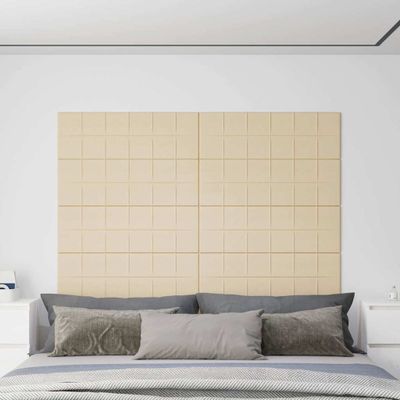 vidaXL Nástenné panely 12 ks krémové 90x30 cm látka 3,24 m²
