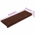 vidaXL Schodové rohože 15 ks 65x21x4 cm hnedé s obdĺžnikovým okrajom