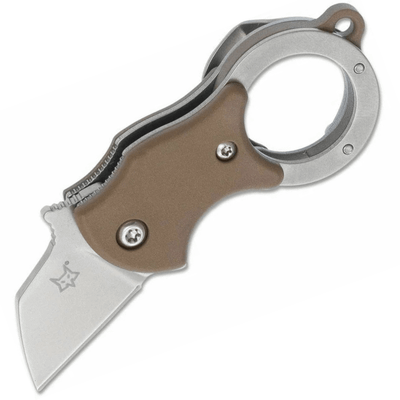 FOX knives FX-536 CB MINI-TA Coyote Brown malý vreckový nôž - karambit 2,5 cm, Bead Blas, hnedá, FRN