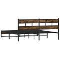vidaXL Kovový posteľný rám bez matraca dymový dub 200x200 cm