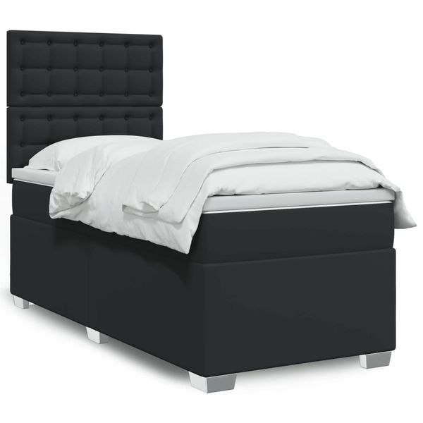vidaXL Boxspring posteľ s matracom čierna 90x200 cm umelá koža