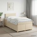 vidaXL Posteľ boxspring s matracom Krémová 120 x 200 cm Látka