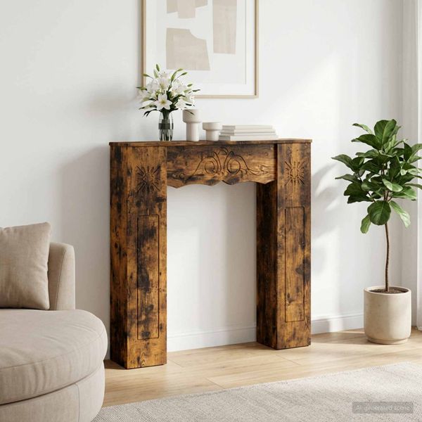 vidaXL Rám krbu Dymový dub 102 x 20 x 102 cm Kompozitné drevo