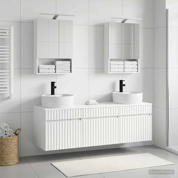 vidaXL Set kabinetov do kúpeľne 5 pcs Biela 50 x 14,5 x 70 cm