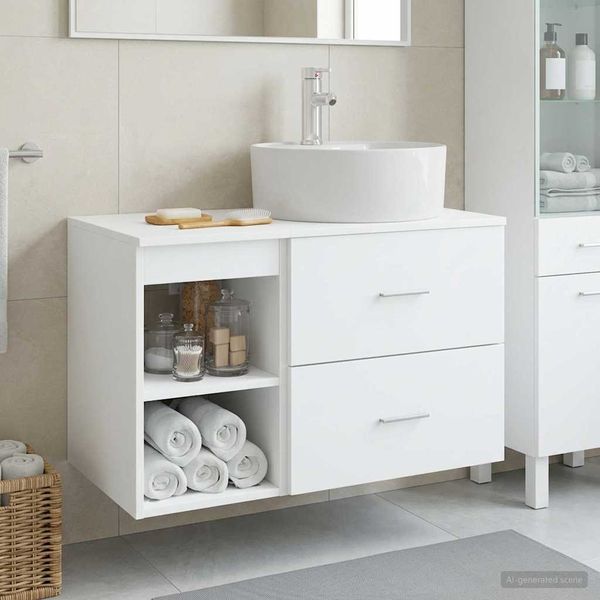 vidaXL Sada kúpeľňového nábytku 2 pcs Biela Kompozitné drevo