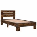 vidaXL Posteľný rám dymový dub 75x190 cm kompozitné drevo a kov