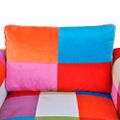 vidaXL Kreslo v tvare kocky s chrómovými nohami, patchwork, látka