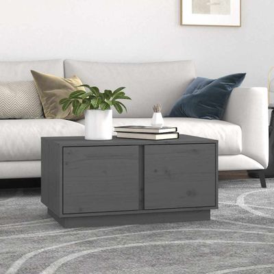 vidaXL Konferenčný stolík sivý 80x50x40 cm borovicový masív