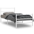 vidaXL Kovový rám postele s predným a zadným čelom biely 107x203 cm